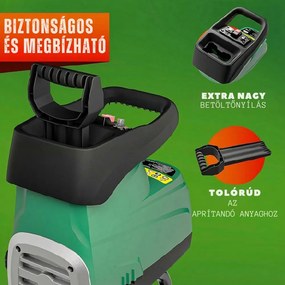 DIOX kerti aprítógép/aprító+2x 60l zsák, 3100W fekete/zöld Gardebruk