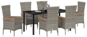 Kert étkező szett párnával 7 pcs Szürke Poli rattan