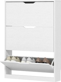 HOMCOM Cipőtároló 3 Fakkal, Cipőpolc, Cipőszekrény 9-12 Pár Cipőnek 80 x 17 x 108 cm, Fehér | Aosom