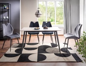 Étkezőasztal RION 130x70 cm kerámia lappal, fehér márvány