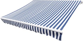 Kék/fehér vászon napellenző tető 6 x 3 m (a váz nem tartozék)