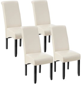 TecTake GmbH 403498 ergonomikus tömörfa étkezőszék - krémes, 4 darabos készlet