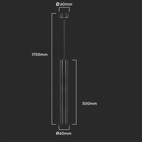 Csillár zsinóron 1xGU10/35W/230V 50 cm fekete