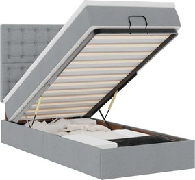 vidaXL világosszürke szövet ottomán ágy matraccal & LED-ek 80x200cm