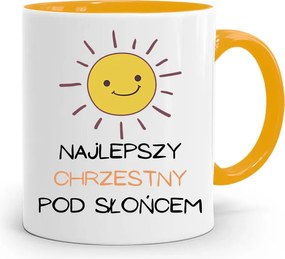 Keresztelői Bögre Sárga Ajándék fényképes nyomattal