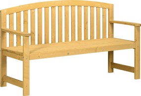 Outsunny 2 fős kerti pad kültéri fa gerendás pad háttámlával és karfával teraszra 143x51x85 cm Természetes | Aosom