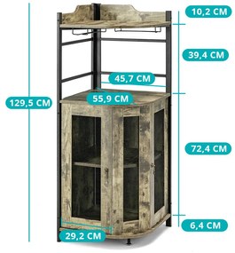 Sarok bárszekrény pohártartóval