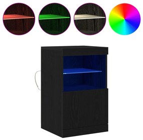 Oldalszekrény LED világítással Fekete tölgy 41x37x67 cm
