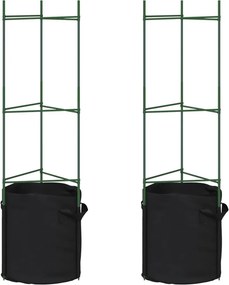 vidaXL 2 db acél és PP paradicsom ketrec növényzsákkal 116 cm