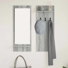 Fali Kabáthorog polcokkal Szürke sonoma 70 x 10 x 90 cm Faanyag
