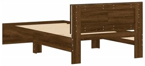 barna tölgy színű ágykeret fejtámlával és LED-ekkel 100x200 cm