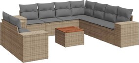 vidaXL 10 részes bézs polyrattan kerti ülőgarnitúra párnával