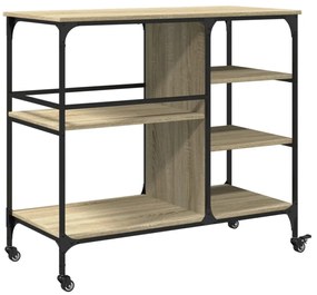 sonoma tölgy színű szerelt fa zsúrkocsi 100 x 45 x 89,5 cm