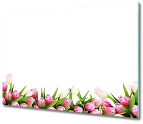 Üveg vágódeszka rózsaszín tulipánok 60x52 cm