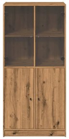 kézműves tölgy szerelt fa magasszekrény ajtókkal 68x37x142 cm