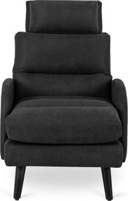 Pihenőfotel fekete színben, lábtartóval HENRY