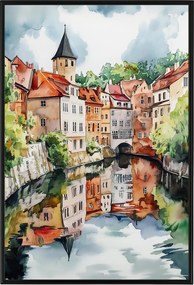 Poszter Keret Alumínium Város Cseh Krumlov Óváros Műemlék Csatorna 40x60