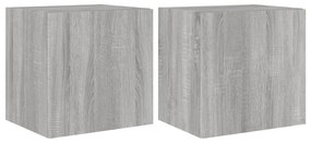 2 db szürke sonoma fali TV-szekrény LED-ekkel 40,5x35x40 cm