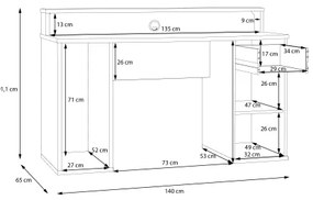 IVAR fehér íróasztal háttérvilágítással