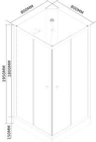 Polo Black II 80x80 cm szögletes fekete hátfalas zuhanykabin zuhanytálcával