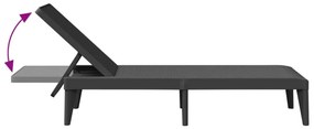 antracitszürke PP napozóágy 186 x 60 x 29 cm