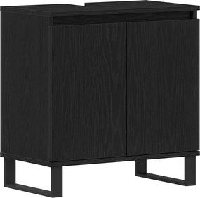 vidaXL Fürdőszobai mosdószekrény Fekete tölgy 58 x 33 x 60 cm Faanyag