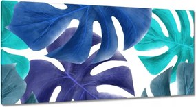 Vászonkép 115x55 Monstera Levelek Kék