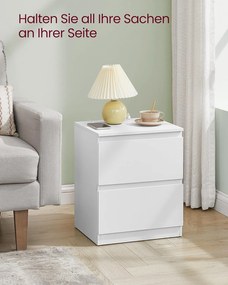 Éjjeliszekrény beépített konnektorral, 2 db-os szett felhőfehér