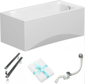 City by Cersanit téglalap alakú kád 150x75 fehér burkolat szifon lábak törölköző