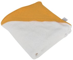Sárga muszlin kapucnis gyerek törölköző 75x75 cm – Bébé Douceur