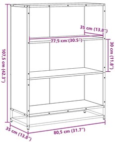 füstös tölgy színű szerelt fa könyvszekrény 80,5x35x107,5 cm