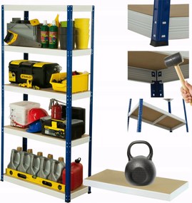 Tárolószekrény fém állvány Helios 213x120x60cm 5Px175kg Tömör