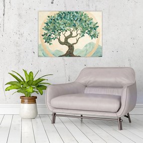Üveg kép – Elegáns mozaik fával (70x50 cm)