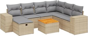 vidaXL 8 részes vegyes bézs polyrattan kerti ülőgarnitúra párnákkal