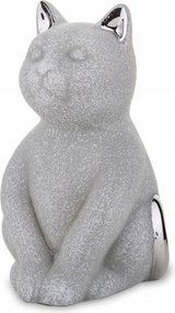 Macska figura szürke ezüst cica lakberendezés