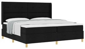 Box Spring ágy matracmal fejtámlával Fekete 200 x 200 cm szövet