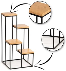 KASKADA virágtartó állvány 70x34 cm fekete/barna