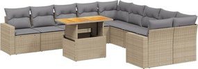 vidaXL 11 részes bézs polyrattan kerti ülőgarnitúra párnákkal