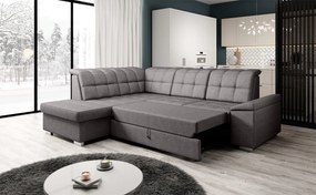 Kinyitható ülőgarnitúra, barnásszürke, balos, OREO ROH