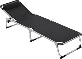 Outsunny Összecsukható Napozó Ágy, Kerti Napozó Párnával, 4-fokozatú Háttámla Állítással, 120 kg Teherbírású Camping Napozó, Kültéri Parkra, Kertbe, F