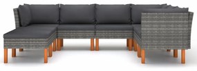 8 részes szürke polyrattan kerti ülőgarnitúra párnákkal