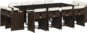 vidaXL 13 részes barna polyrattan kerti ülőgarnitúra párnákkal