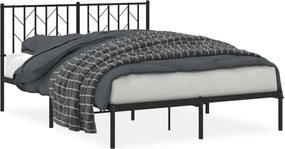 vidaXL fekete fém ágykeret fejtámlával 140 x 190 cm