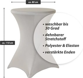 Huzat magas asztalhoz rugalmas 80 x 80 x 110 cm szürke