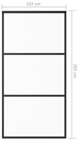 fekete ESG üveg és alumínium tolóajtó 102 x 205 cm