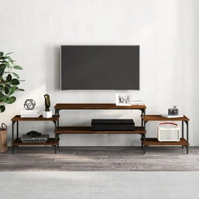 barna tölgyszínű szerelt fa TV-szekrény 197x35x52 cm