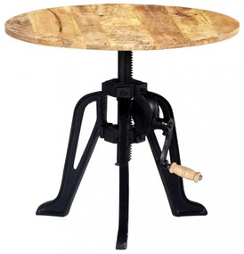 tömör mangófa és öntöttvas kisasztal 60 x (46-63) cm