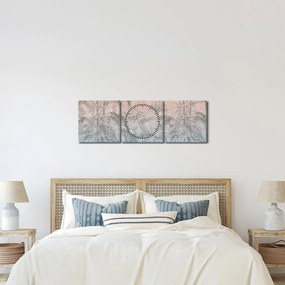 Kép - Trópusi növények a falon (órával) (90x30 cm)