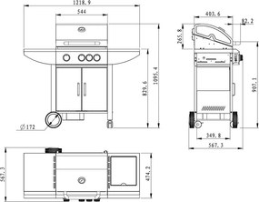 WELLINGTON BBQ gázgrill rozsdamentes acélból + oldalsó égő + el. grilltű INGYEN
