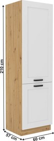 Szekrény beépített hűtőhöz, artisan tölgy/fehér, LULA 60 LO-210 2F
